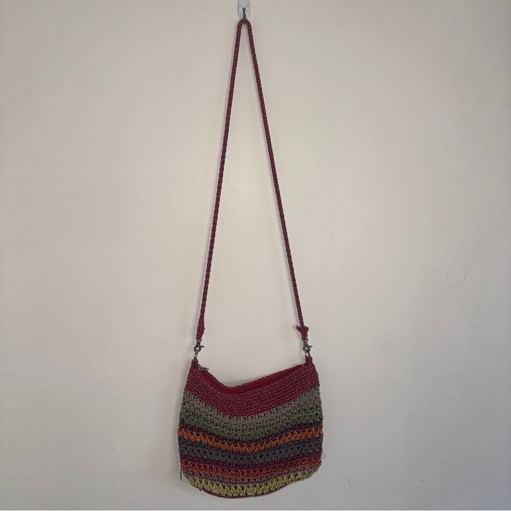 The Sak Rainsbow Colorful Striped Knit Crossbody Bag